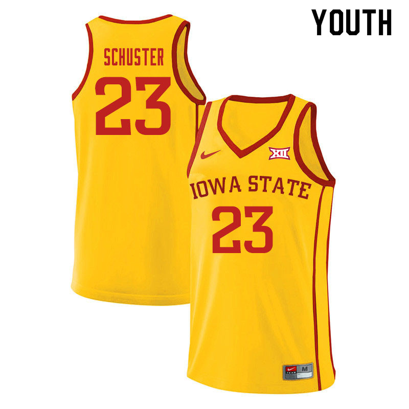 Youth #23 Nate Schuster Iowa State Cyclones College Basketball Jerseys Sale-Yellow
